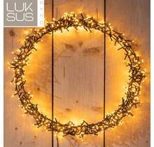 Verlichte kerstkrans ring 58 cm met 500 led lampjes warm wit - maat M