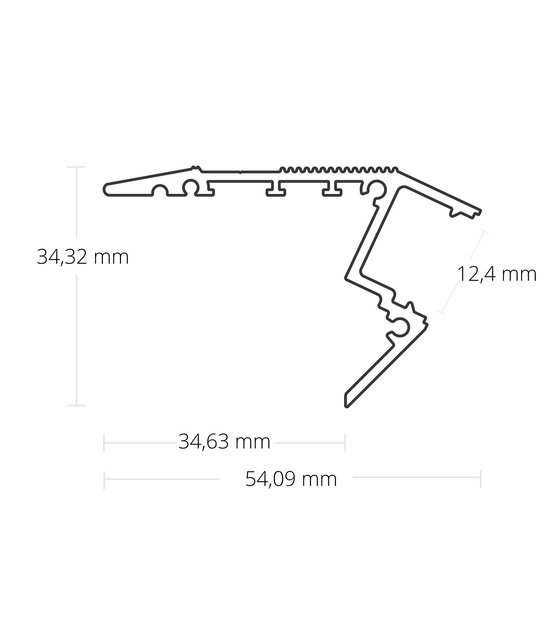 LED trapprofiel 1,2 meter met afdekking 41,5 mm x 20,6 mm - D11