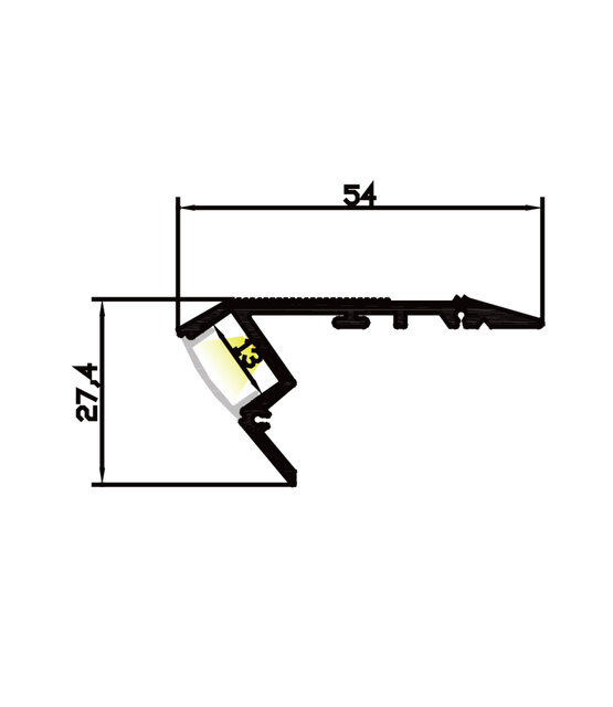 LED trapprofiel 1,2 meter met afdekking 41,5 mm x 20,6 mm - D11