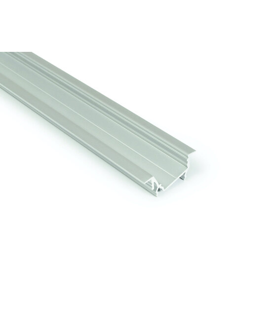 Diagonaal inbouw LED profiel 2 meter met opaal klikafdekking 30 mm x 12.7 mm - C22ALU