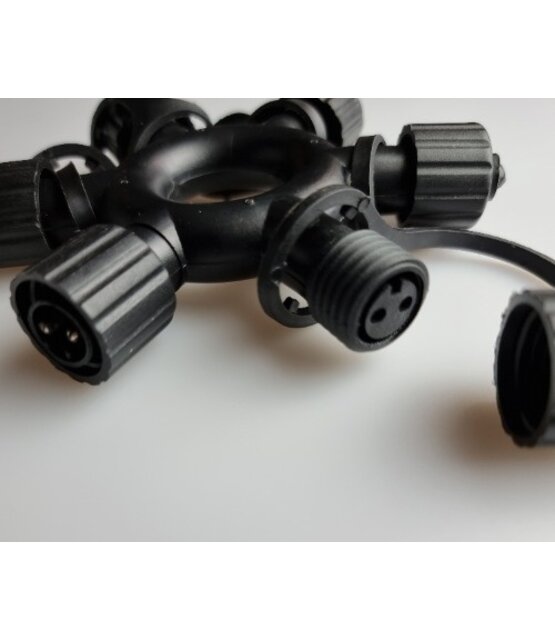 5 weg splitter LED – | Zwart Snoer | 230V Koppelbaar | IP65