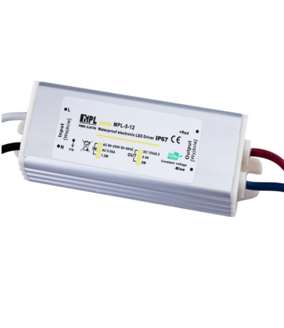 LED voeding 5 watt 12 volt 0,4 Ampère - IP67 - MPL-5-12