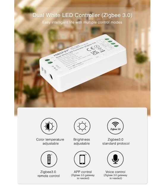 Zigbee LED controller om Dual White LED strips te bedienen - MI-LIGHT FUT035Z