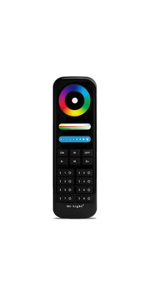 Zwarte LED strip afstandsbediening + Zwarte wandhouder voor ieder type LED – 8 zones – FUT089-B