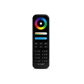 Zwarte LED strip afstandsbediening + Zwarte wandhouder voor ieder type LED – 8 zones – FUT089-B