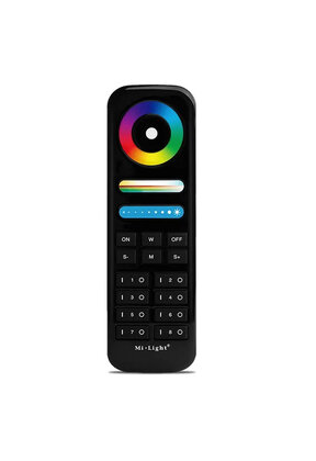 Mi-Light FUT089-B zwarte RGB+CCT-afstandsbediening met zwarte wandhouder – 8 zones