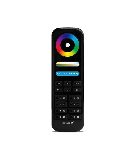 Zwarte LED strip afstandsbediening + Zwarte wandhouder voor ieder type LED – 8 zones – FUT089-B