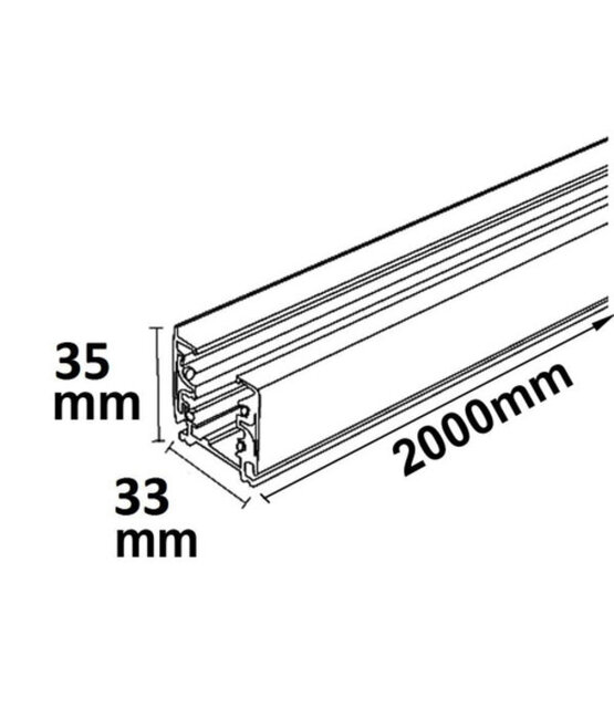 3-fase track rail - zwart - 2 meter