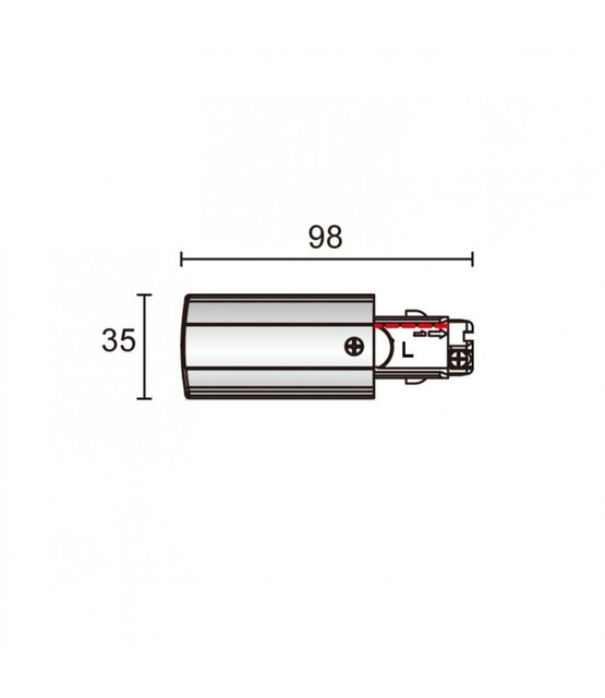 3- fase rail aansluitstuk- wit - rechts LG62000021W
