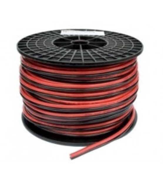 LED strip aansluitkabel 2-polig, YZWL 2×1,50mm - 100 meter rol - zwart rood