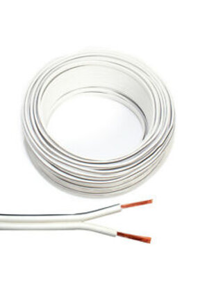 LED strip aansluitkabel 2-polig, YZWL 2×0,75mm - 50 meter rol - wit