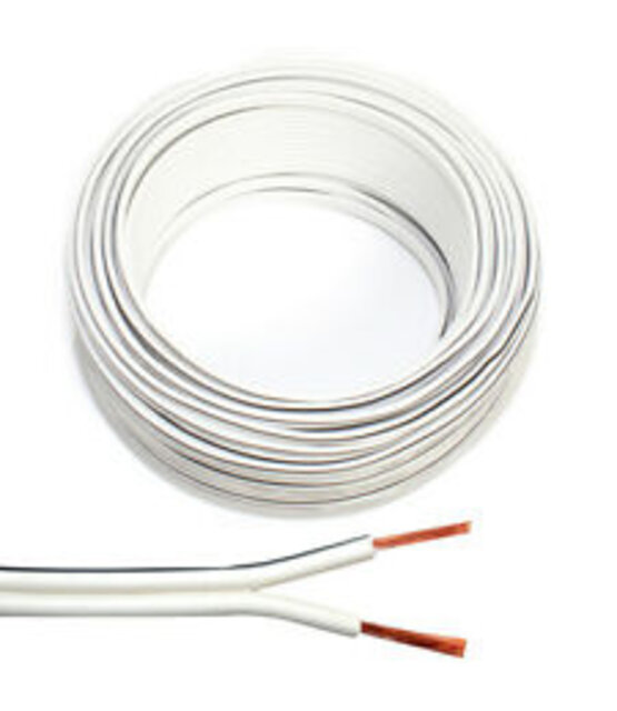 LED strip aansluitkabel 2-polig, YZWL 2×0,75mm - 50 meter rol - wit