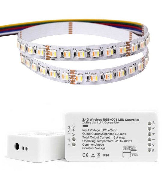Smarthome Zigbee complete RGBCCT LED strip set 2240LM 96LED p/m 24vdc - 7,5 meter