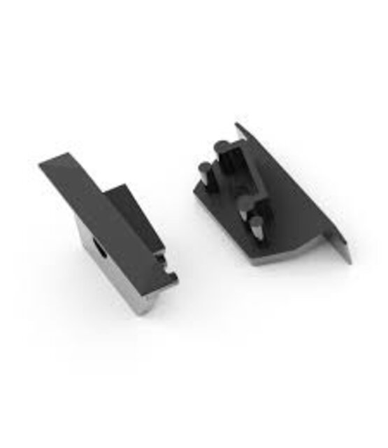 Eindkapje met kabeldoorvoer set van 2 L + R t.b.v. led profiel C22ZWART