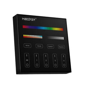 LED wanddimmer zwart B4-B Miboxer - Draadloos 4 zone (RGB+CCT)