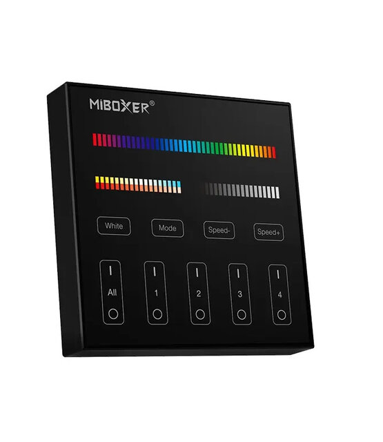 LED wanddimmer zwart B4-B Miboxer - Draadloos 4 zone (RGB+CCT)