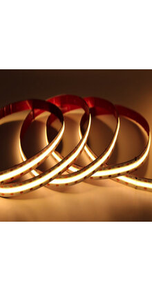 COB 5mm LED strip 24 volt warm wit 5W 850LM 384 LED p/m IP20 3000K – 5 meter