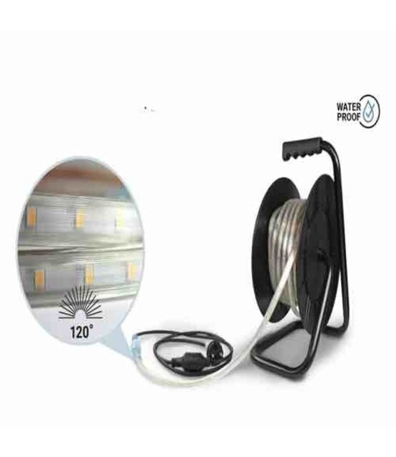 Koppelbare waterdichte LED Lichtslang op haspel - 10 meter - natuurlijk wit 4000K 230V 60W - Inclusief stroomkabel en haspel - PRO