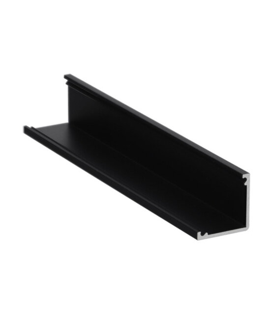 Zwart LED hoekprofiel 2 meter met opaal afdekking 16,5 mm x 16,5 mm - C12ZWART DUO