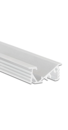 Wit diagonaal LED inbouw profiel voor meubels met klikafdekking 23 mm x 9,2mm – MP1WIT