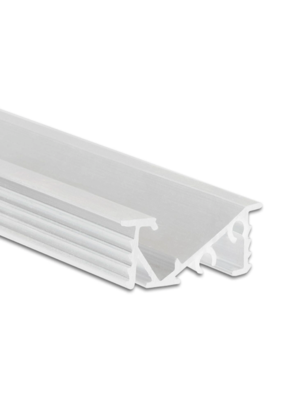 Wit diagonaal LED inbouw profiel voor meubels met klikafdekking 23 mm x 9,2mm – MP1WIT