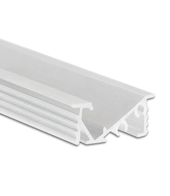 Wit diagonaal LED inbouw profiel voor meubels met klikafdekking 23 mm x 9,2mm – MP1WIT
