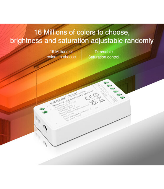 3 in 1 Zigbee + 2,4ghz LED controller voor RGB/RGBW/RGBWW/RGBCCT LED strips 12-24v - FUT037Z+