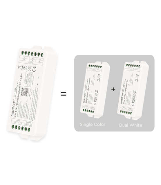 Zigbee LED controller 2 in 1 - voor single color en dual white LED strips 12-24-48v - FUT035ZP+