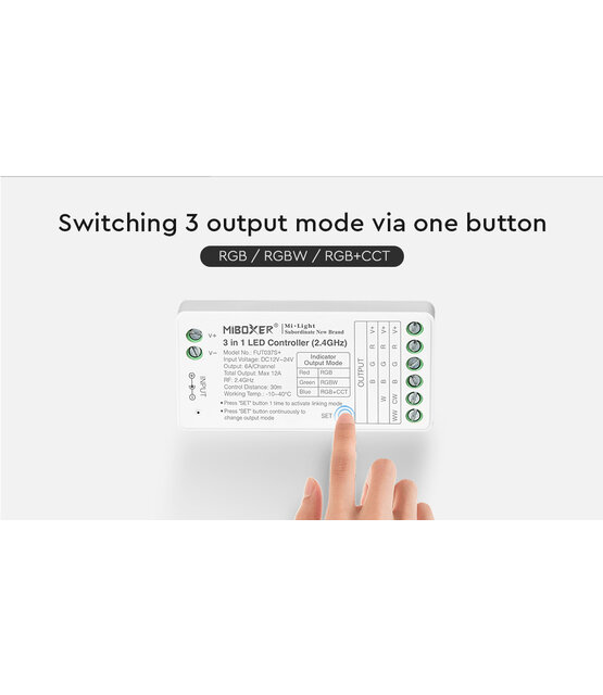 Zigbee LED controller 3 in 1 - voor RGB/RGBW/RGBWW/RGBCCT LED strips 12-24-48v - FUT037ZP+