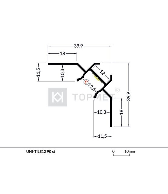 LED tegel en stuc hoekprofiel 2 meter 39,9 mm x 39,9 mm C24STUC BINNENHOEK