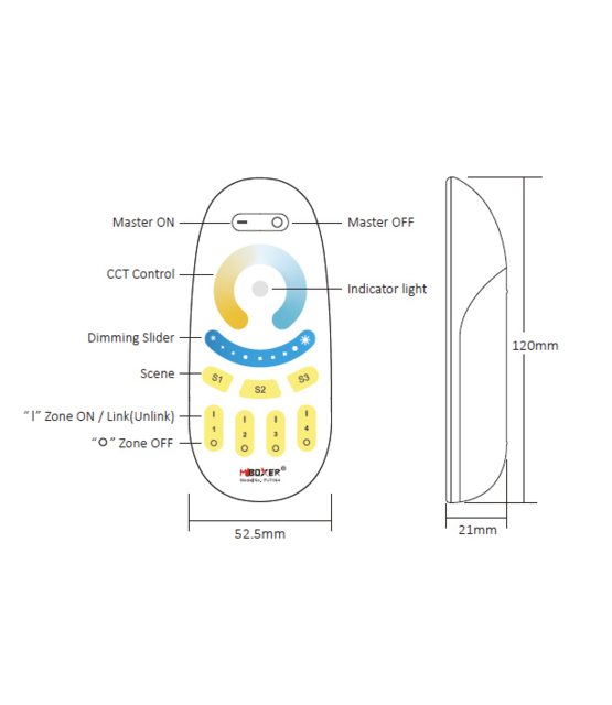 LED strip afstandsbediening - Dual white LED - 4-zone