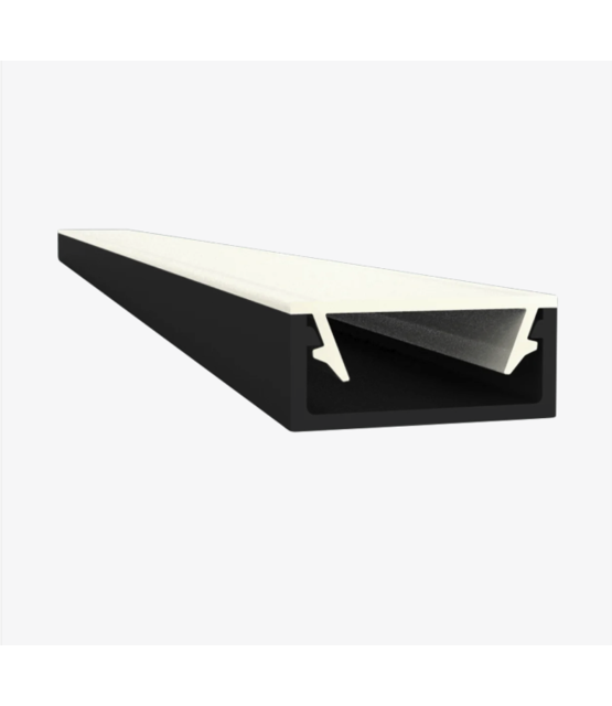Zwart LED profiel met klikafdekking 15mm x 6mm - 301ZWART