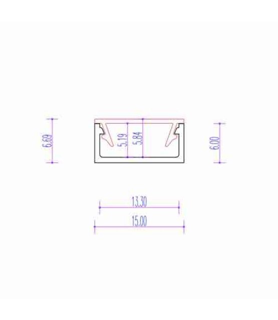 Zwart LED profiel met klikafdekking 15mm x 6mm - 301ZWART