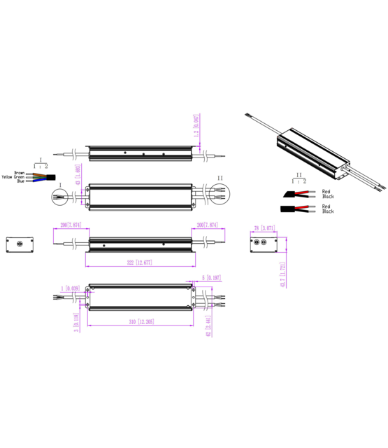 LED voeding 600 watt 24 volt 25 Ampère – IP66 waterdicht – GSMC-600-24