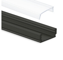 Zwart LED profiel met klikafdekking 16,80mm x 6,47mm - 01ZWART