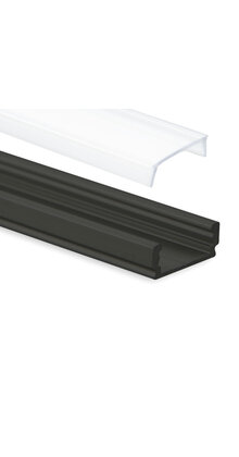 Zwart LED profiel met klikafdekking 16,80mm x 6,47mm - 01ZWART