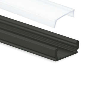 Zwart LED profiel met klikafdekking 16,80mm x 6,47mm - 01ZWART