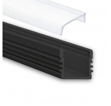 Zwart LED profiel met klikafdekking - 16,8mm x 13,01mm - 02ZWART