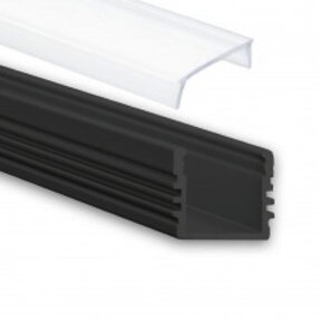 Zwart LED profiel met afdekking - 16,8mm x 13,01mm - 02ZWART