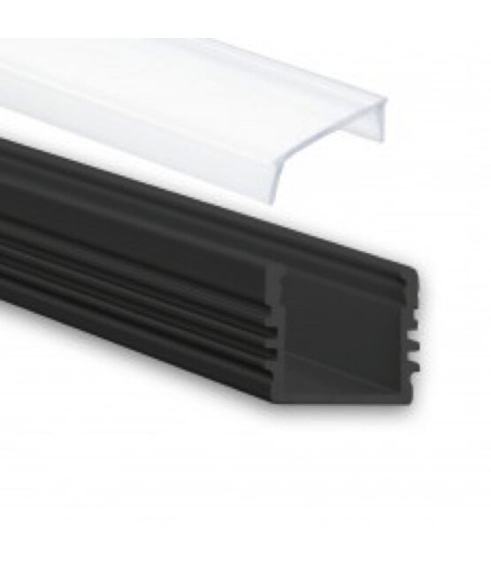 Zwart LED profiel met klikafdekking - 16,8mm x 13,01mm - 02ZWART