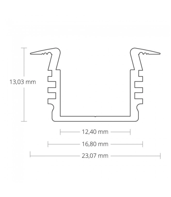 Aluminium LED inbouw profiel met klikafdekking 16,80 mm x 13,47 - 03ALU