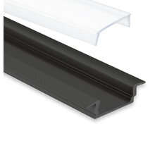 Zwart LED inbouw profiel met klikafdekking 16,80 mm x 5,91mm - 08ZWART