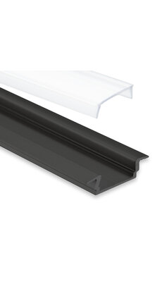 Zwart LED inbouw profiel met klikafdekking 16,80 mm x 5,91mm - 08ZWART