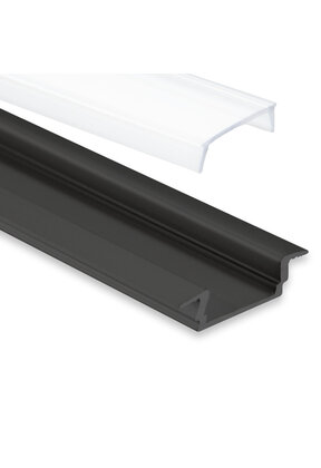 Zwart LED inbouw profiel met klikafdekking 16,80 mm x 5,91mm - 08ZWART