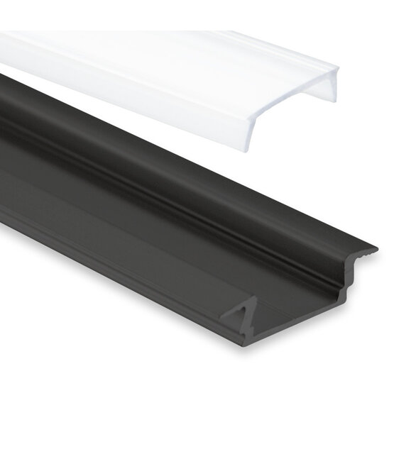 Zwart LED inbouw profiel met klikafdekking 16,80 mm x 5,91mm - 08ZWART