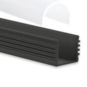 Zwart LED profiel 2 meter met opaal afdekking 16,80 mm x 16,80 mm - 05.2ZWART