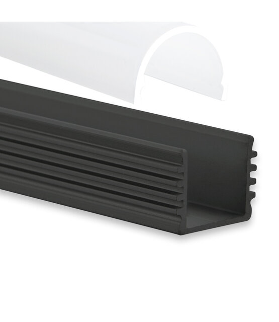 Zwart LED profiel 2 meter met opaal afdekking 16,80 mm x 16,80 mm - 05.2ZWART