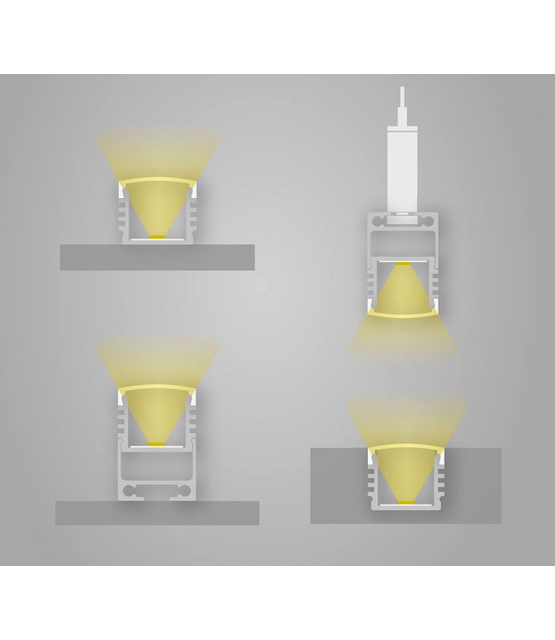 Wit LED profiel met platte opaal afdekking 16,80mm x 12,4mm - 05.1WIT