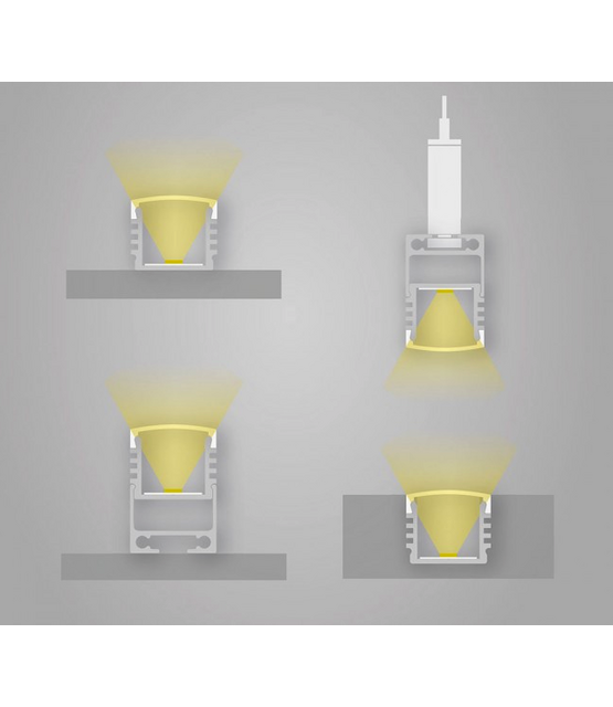 Wit LED profiel met half ronde afdekking 16,80mm x 16,80mm - 05.2WIT