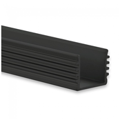Zwart LED profiel met platte opaal afdekking 16,80 mm x 16,80 mm - 05.1ZWART